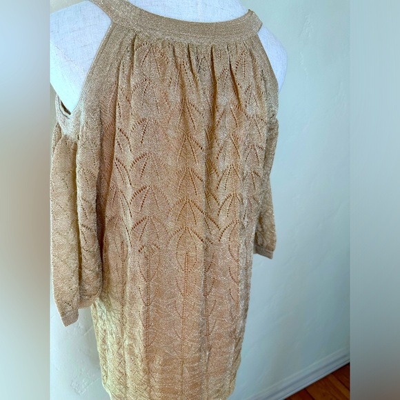 M Missoni gold lined knit pointelle cold shoulder top with lurex Size US 2 - Picture 4 of 10
